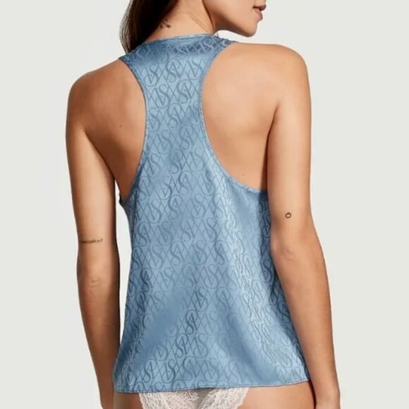Victoria Secret Satin VS Logo Racerback Sleep Cami Tank NWT Sz M - Picture 4 of 9